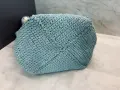 Ръчно изплетена на една кука лятна чанта с хастар и украсена с 3D цвете и пискюл, снимка 2