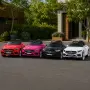 Розова акумулаторна кола Mercedes Benz CLS350 с кожена седалка 12V, снимка 3