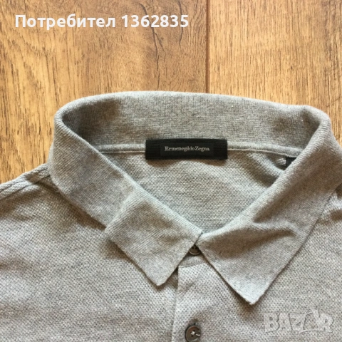 НОВА оригинална светло сива поло тениска с яка ERMENEGILDO ZEGNA размер M/50 от Италия, снимка 2 - Тениски - 54864409