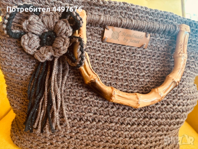 ръчно изплетена дамска чанта на една кука с хастар, снимка 5 - Чанти - 54205067