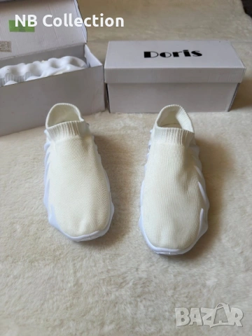 Дамски маратонки в бяло Yezzy дишащ плат, снимка 6 - Маратонки - 46229649