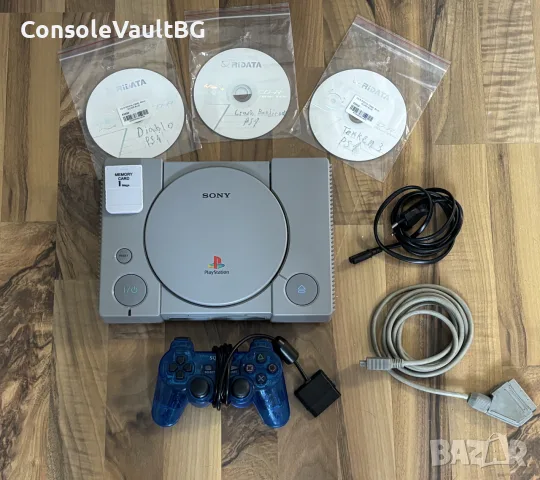 PlayStation 1 с чип + 3 игри