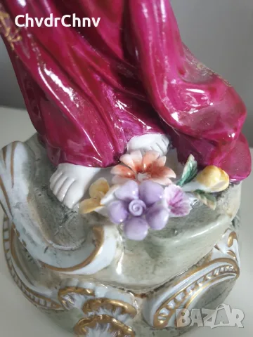 Meissen фигура 36см-1,4кг/еротика/Майсен порцеланова статуетка на момиче с цветя и шал, снимка 13 - Статуетки - 55606453