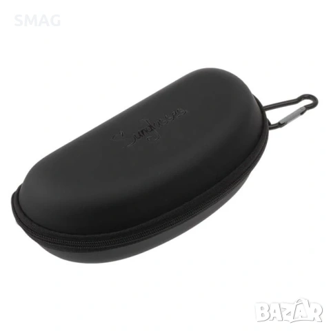Калъф за очила твърд черен с цип и карабинер „Sunglasses“_1235645