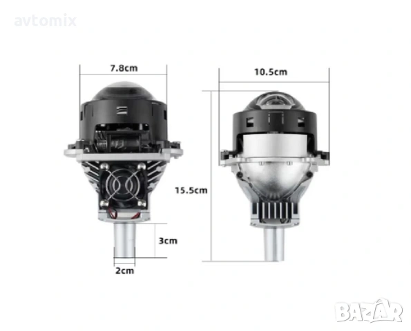 Bi-LED лупи за вграждане във фарове с къси и дълги светлини 3"инча 90W 6500lm 12V, снимка 2 - Аксесоари и консумативи - 54344139