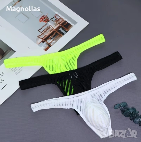 Мъжки прашки на райета прозрачни, с ниска талия Т-образен гръб, снимка 5 - Бельо - 54918048