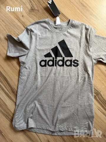 Нова оригинална сива мъжка тениска Adidas Big Logo Essentials! M