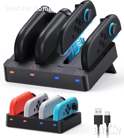 Зарядна станция за Nintendo Switch 2 и порта Joy-Con 4 като ново