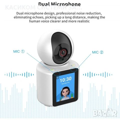 AI Интелигентна IP камера с дисплей, Wi-Fi, двупосочно аудио и нощно виждане Бебефон, снимка 3 - Бебефони - 55130142