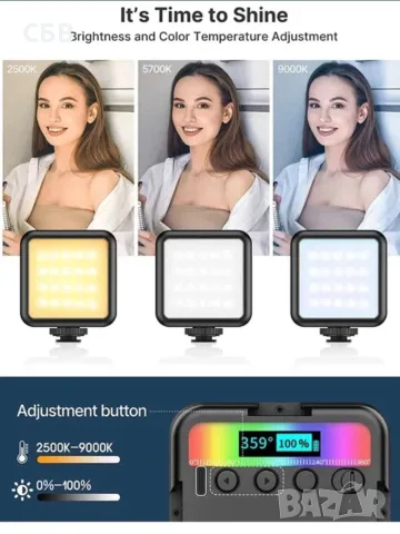 LED Осветление за Камера,,ULANZI,, VL49 RGB, снимка 3 - Светкавици, студийно осветление - 55362718