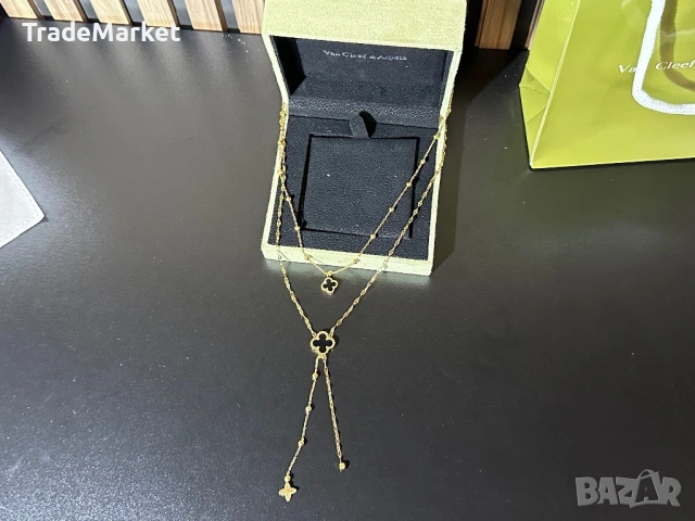 Чисто Ново Дамско Колие Van Cleef & Arpels Alhambra с пълна опаковка, снимка 3 - Колиета, медальони, синджири - 54381713