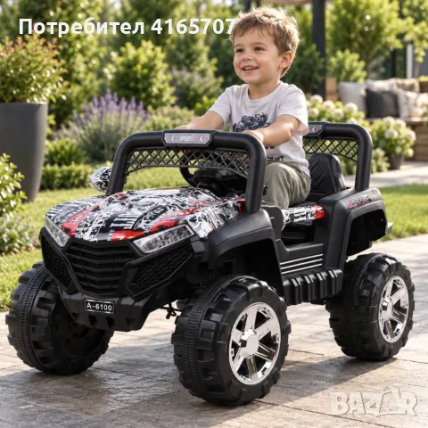 Детско електрическо бъги 4×4 с дистанционно, LED, USB и MP3 – 4 мотора, снимка 4 - Електрически играчки - 55527658