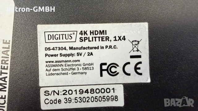 DIGITUS DS-47304 / Видео/аудио сплитер / 4 x HDMI / настолен | DS-47304, снимка 4 - Друга електроника - 55171883