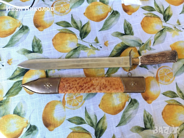 Сувенирен нож с дръжка от еленски рог, снимка 6 - Ножове - 54491369