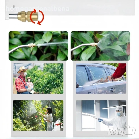 Електрическа градинска пръскачка 5L с батерия 2200mAh – USB-C, регулируема дюза, снимка 8 - Градинска техника - 54118814