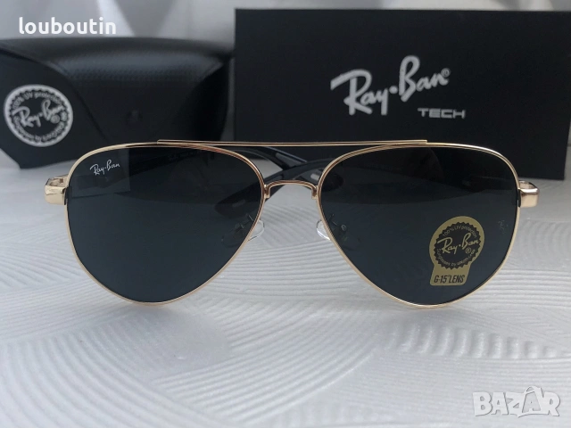 Ray Ban Ferrari 3 цвята мъжки слънчеви очила авиатор минерално стъклоло, снимка 10 - Слънчеви и диоптрични очила - 55153693