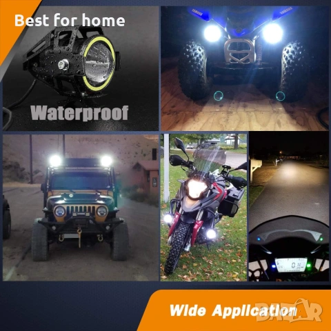 Мотоциклетни фарове Cree U7 LED фарове за мъгла, дневни светлини с бели ангелски очи, снимка 4 - Части - 54192123