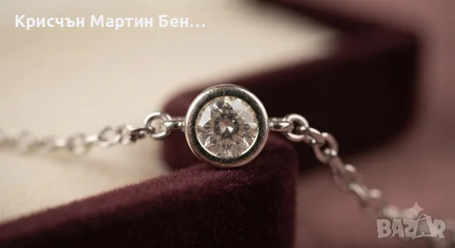 Елегантна гривна от 18К бяло злато с диамант (0.03 ct) – Нова, бутикова изработка , снимка 2 - Гривни - 55308335