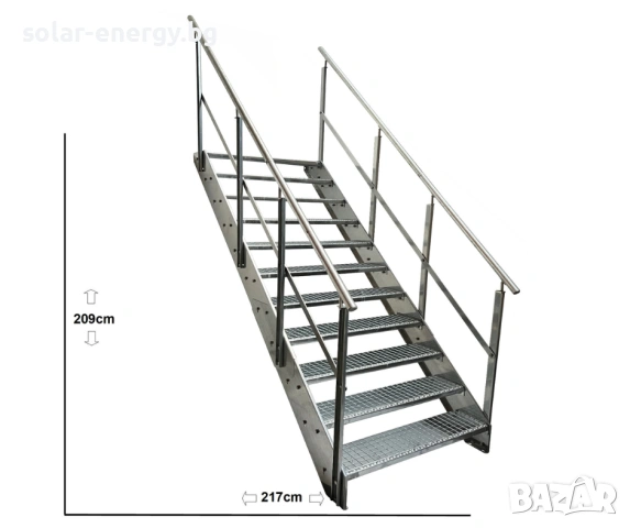 Метално стълбище 11 стъпала | Външни стълби | Поцинковано, снимка 2 - Други - 54235814