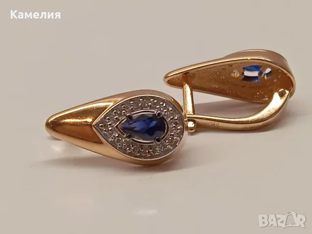 Руско злато. Обеци с брилианти. , снимка 8 - Обеци - 55435380