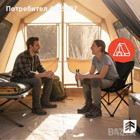 Сгъваем къмпинг стол EPIFIT черен – Здрав, лек и удобен до 120 кг, метална конструкция и калъф за но, снимка 4 - Градински мебели, декорация  - 54823474