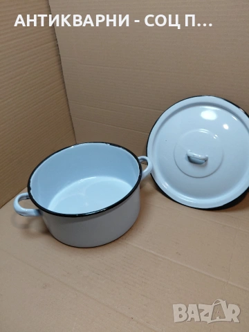 Соц Стара Емалйрана Тенджера 5лт. НОМЕР 1635., снимка 3 - Антикварни и старинни предмети - 54323448