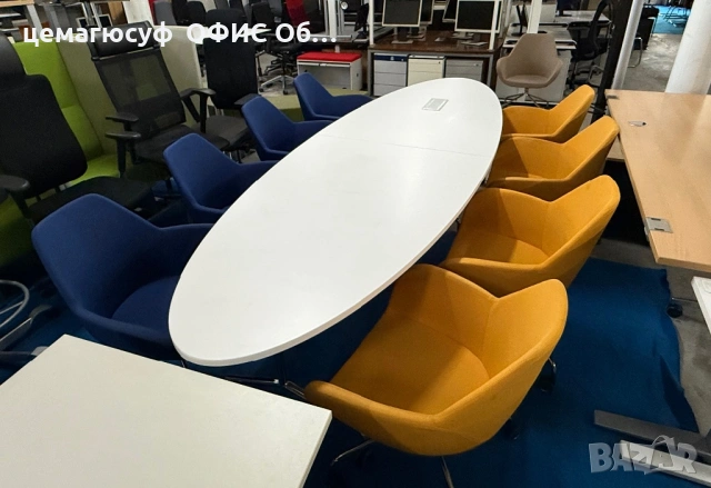 Висок клас конферентна маса + 9 дизайнерски стола (тип фотьойл) – като нови, снимка 5 - Маси - 54431780