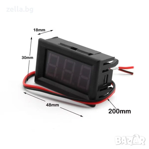 Комплект от 5 броя дигитални волтметра за вграждане DC 5V-120V, зелен LED – за автомобил 10389, снимка 8 - Друга електроника - 54691909