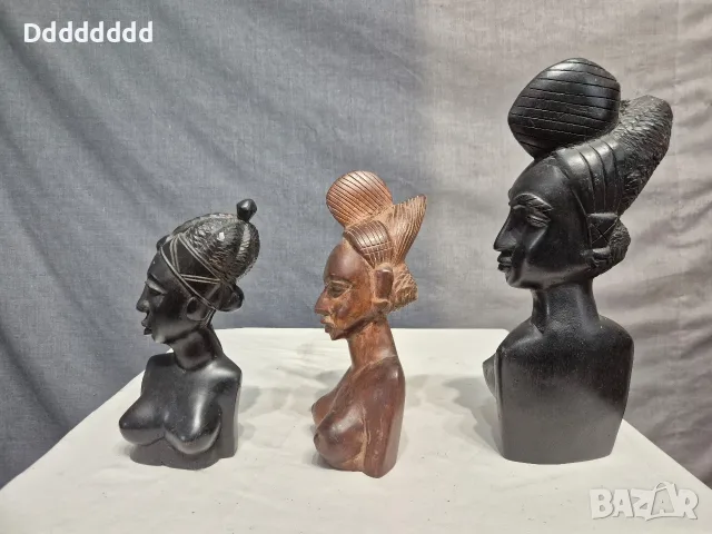 Африкански дървени женски фигури, снимка 4 - Статуетки - 55633106