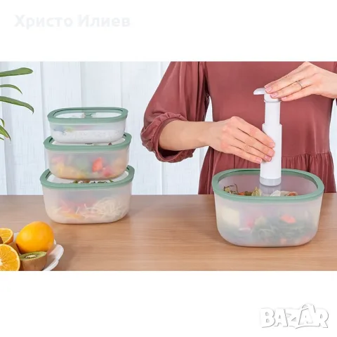  Комплект вакуумни контейнери 3бр и Ръчна помпа Status Fresko, снимка 12 - Кутии за храна - 55702976