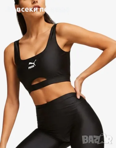 PUMA Dare To Crop Top W Black Черно Бюстие Код P2874, снимка 5 - Корсети, бюстиета, топове - 55500259