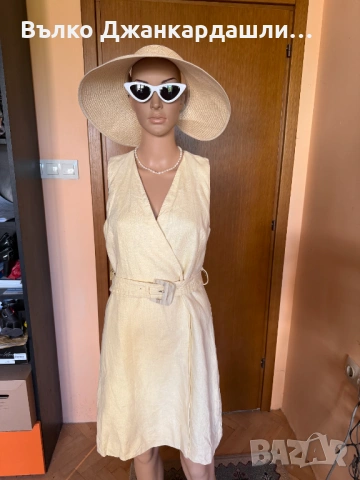 Рокля Mango 100% лен  цвят butter yellow, размер М