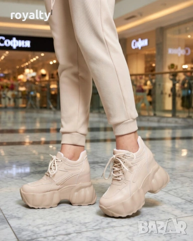 Кецове на платформа - бежова кожа, снимка 3 - Кецове - 54028908