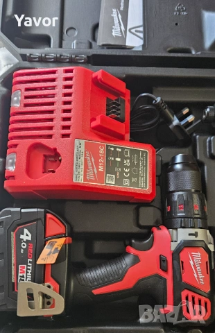 Milwaukee M18 комплект – ударен гайковерт + ударен винтоверт + 2 батерии 4Ah + зарядно + куфар, снимка 4 - Винтоверти - 53802535