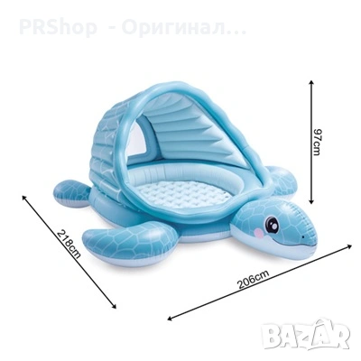 Детски надуваем басейн със сенник INTEX Костенурка, 218 х 206 х 97 см, снимка 7 - Надуваеми играчки - 54967453