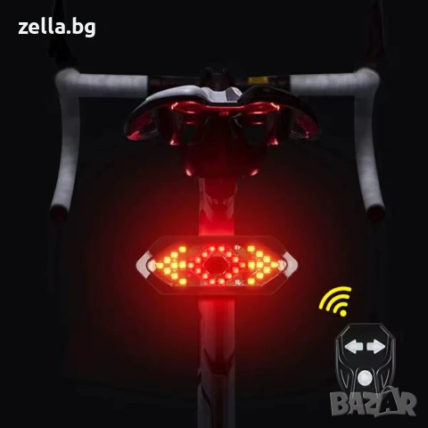Безжична LED светлина за велосипед с мигачи (ляво/дясно), IP65, 900mAh дистанционно за кормило 10242