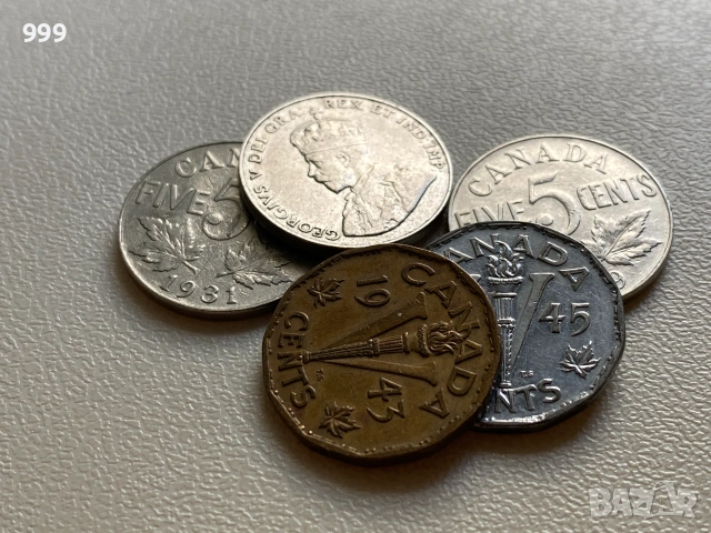5 цента 1929, 1931, 1935, 1943, 1945 Канада