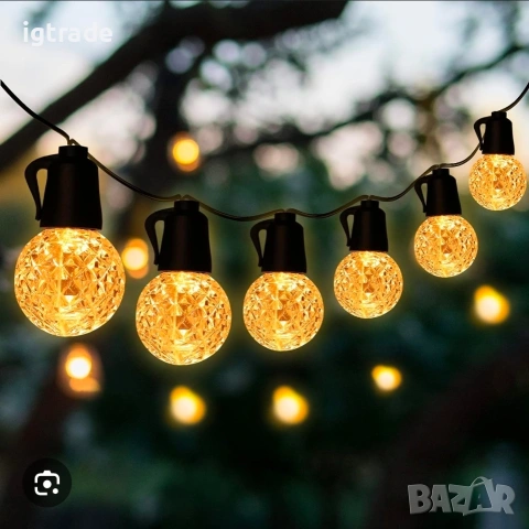 Външна LED гирлянда 15 м с 20 G40 крушки, IP65, за ток, водоустойчива