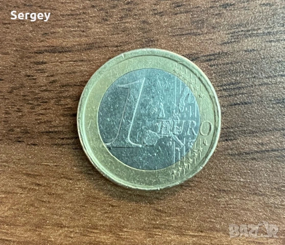 Редка монета от Испания 1 Евро 2001 , Euro Spain( Дефект при сеченето)