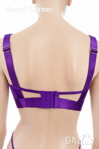 Hunkemöller сатенен сутиен в наситено лилаво с дантела и метален ринг – 80D, снимка 5 - Бельо - 54530715