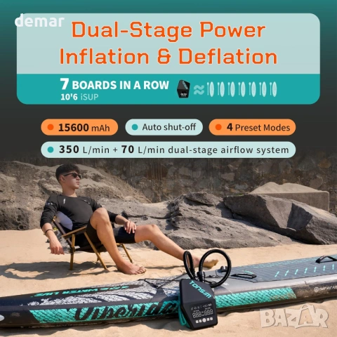Електрическа помпа за SUP Tonsim 20 PSI, 4 режима, 12V DC конектор, снимка 2 - Друга електроника - 54412456