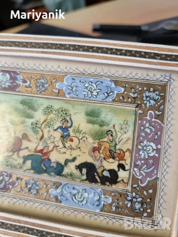 Персийска миниатюра върху кост., снимка 5 - Антикварни и старинни предмети - 54604624