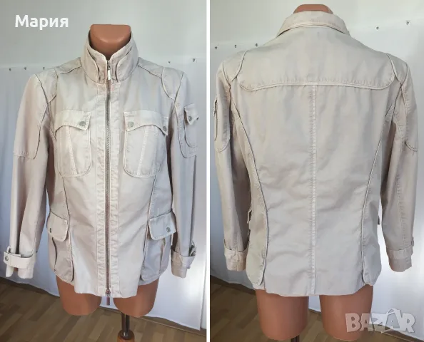 М размер Оригинално MONCLER Дамско Яке Монклер Бежово Дънково 100% Памук, снимка 5 - Якета - 55407567