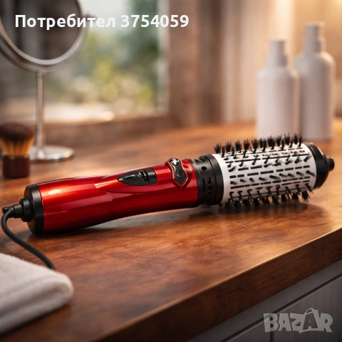 Професионална електрическа четка 3-в-1 за изправяне, къдрене и сушене, 1200W, автоматично въртене, снимка 5 - Преси за коса - 55179607