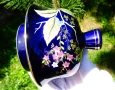 Японска порцеланова ваза,урна,злато,кобалт,цветя. , снимка 12