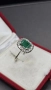Златен пръстен 18K (750) с естествен изумруд и диаманти | 4.24 гр | Emerald Halo Ring, снимка 3