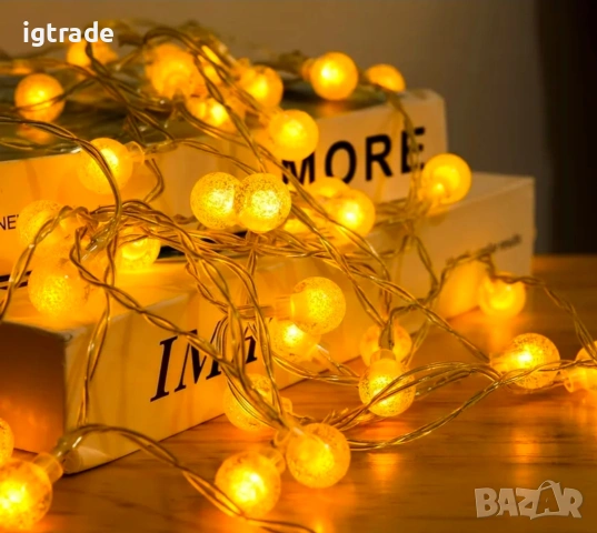 LED декоративна гирлянда 10 м, работи с 3 x AA батерии