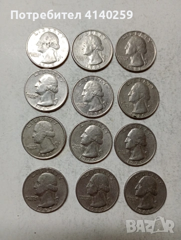 САЩ МОНЕТИ ЛОТ 1/4 КУОРТЪР ДОЛАР 1965-1966-1967 ГОДИНА , снимка 2 - Нумизматика и бонистика - 54995660