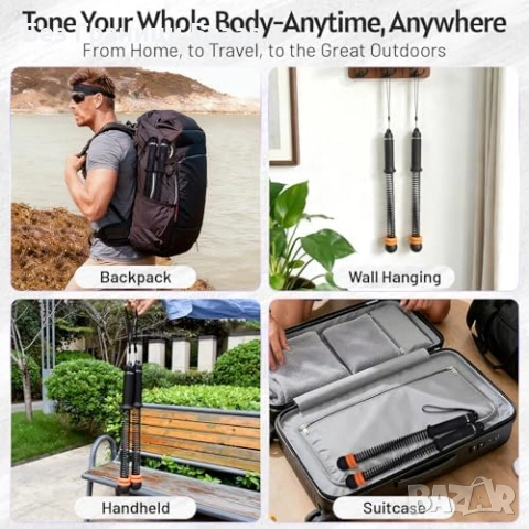 Нови Безкабелни фитнес въжета с тежести за кардио и силова тренировка у дома, снимка 8 - Фитнес уреди - 54093921