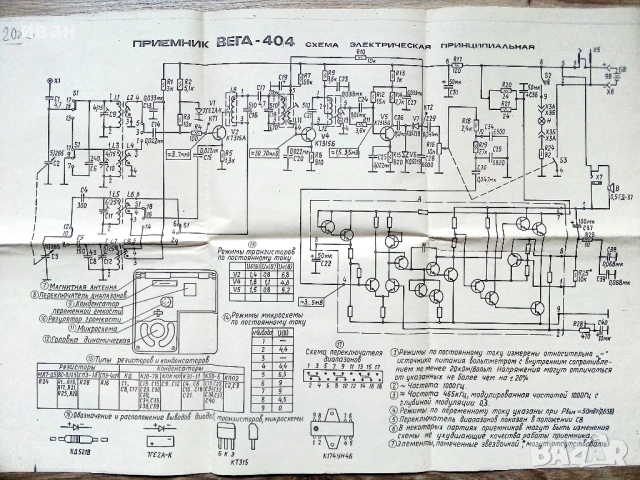 Приемник "ВЕГА - 404" принципна електрическа схема